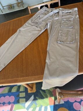 Johnny Was Taupe Cargo Utility Pants